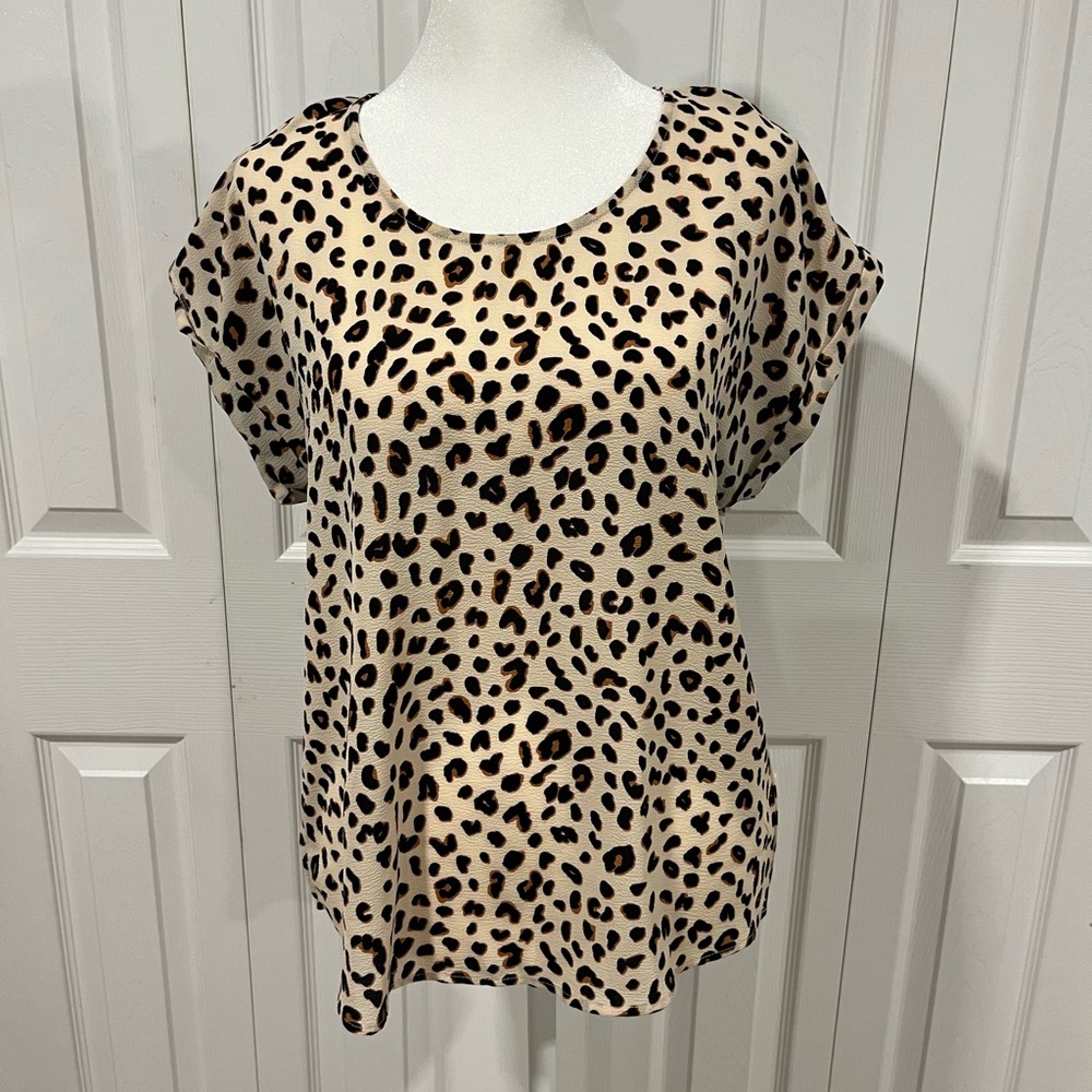 Pink Rose animal print blouse